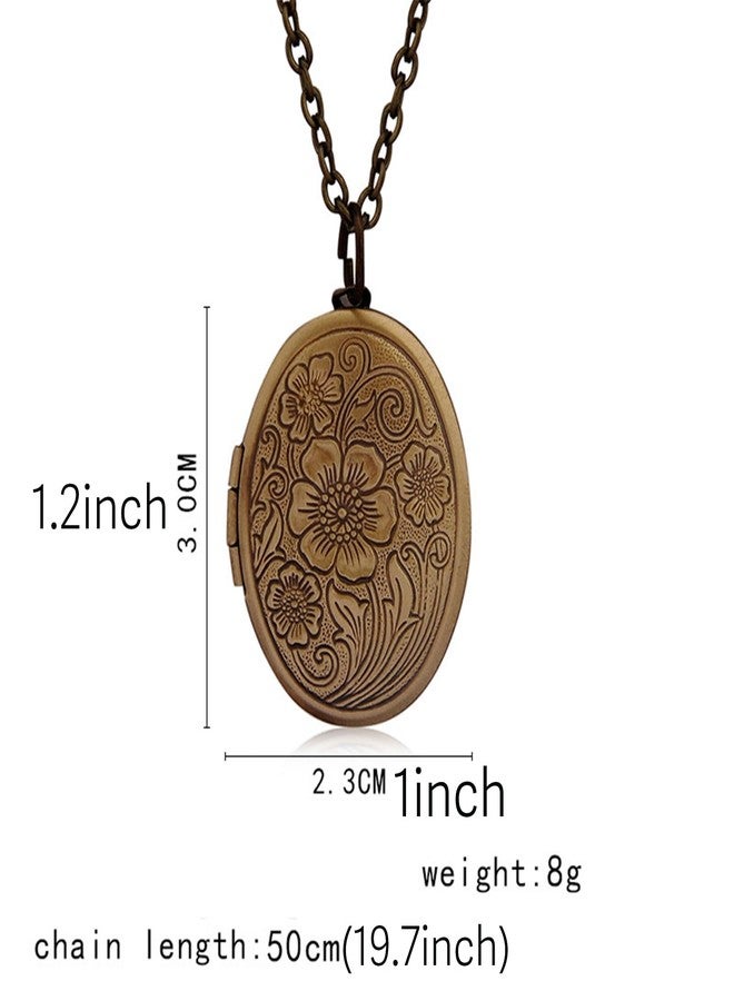 POYAMUSE Retro Flower Locket Pendant Necklace - Vintage Copper Colored Charms Locket Jewelry for Memorial Keepsake DIY Locket Gift-copper - Image 5